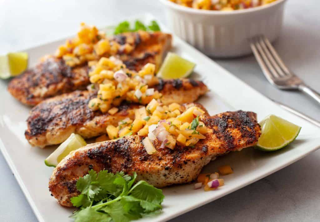 Grilled Chicken with Cantaloupe Habanero Salsa